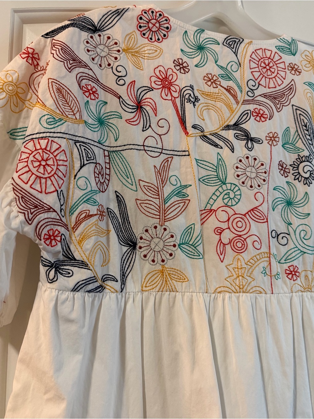 Joh. Anthropology Embroidered Tiered Cotton Baby Doll Colorful Mini Dress - Picture 3 of 3